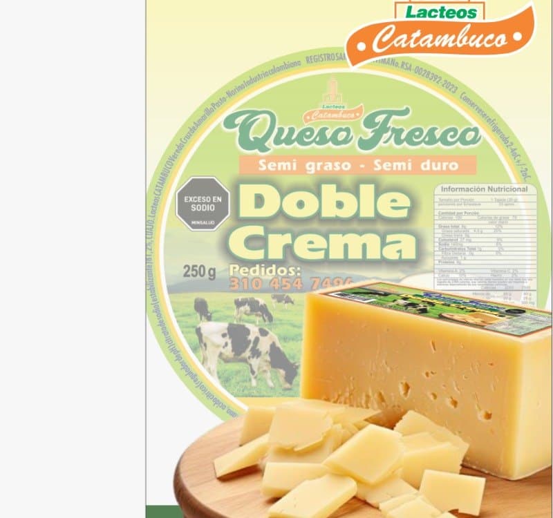Queso Fresco Doble Crema, presentación 250 g